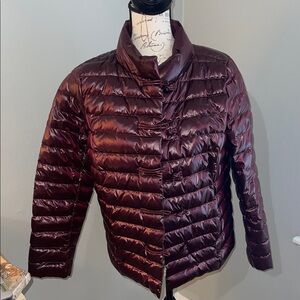 NWOT J. McLaughlin Deep Burgundy Puffer Jacket (Size Medium)